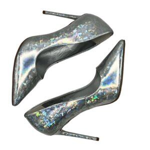 🎉SALE🎉 Steve Madden Vala Iridescent Silver Holographic Heels 8.5 NEW‎ Party